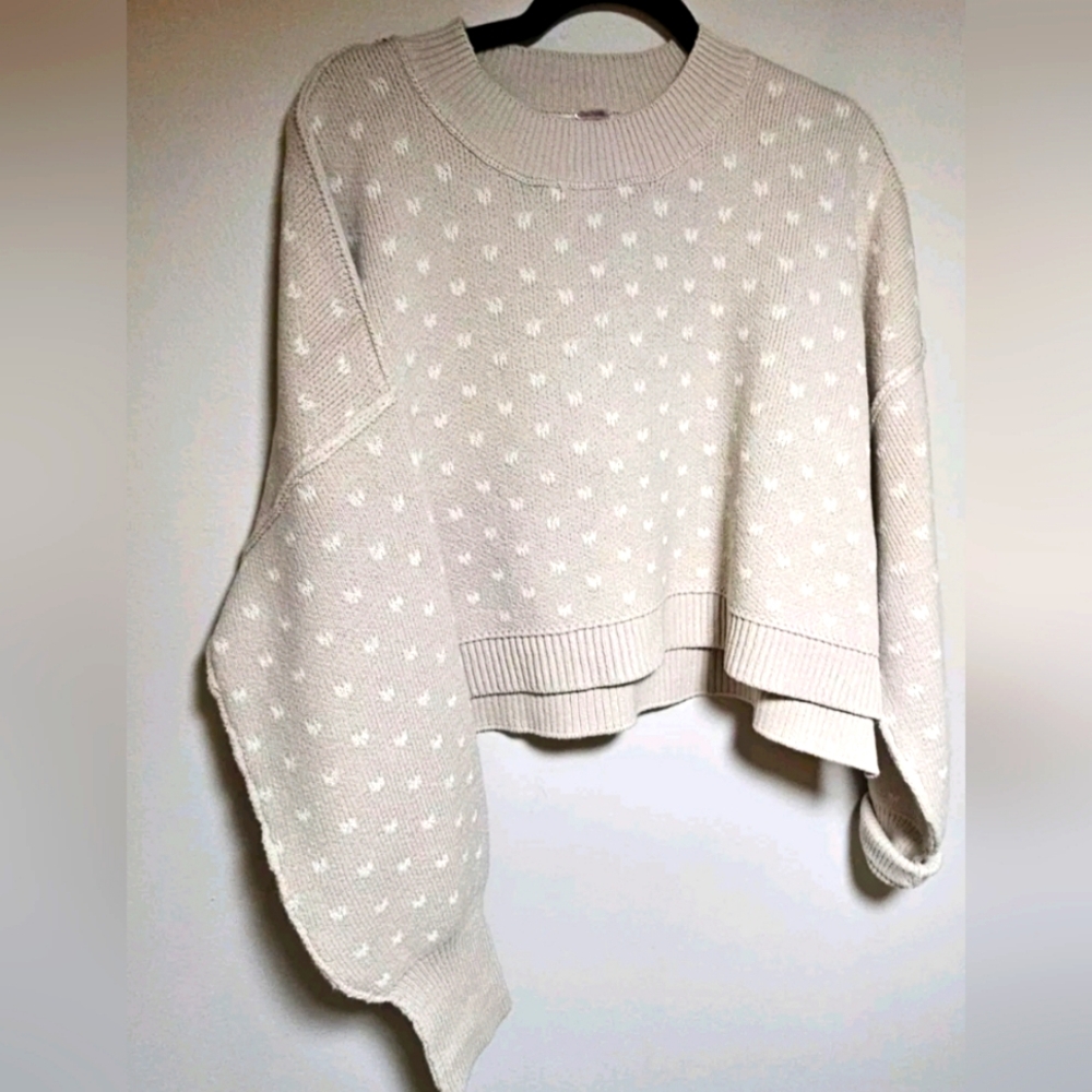 Free People Easy Street knit Crop Sweater Oatmeal Sz Medium NWT$98 - Picture 3 of 10